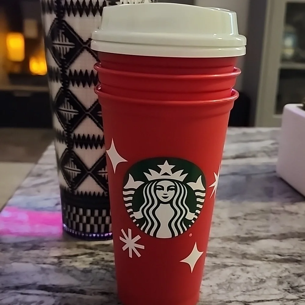 Starbucks Shade Akanbi 24oz tumbler with Straw Geo tribal black cream. NEW